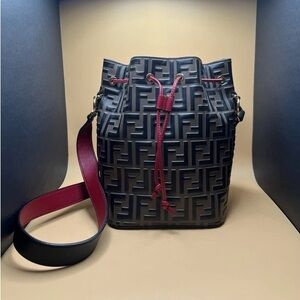 Fendi Black Leather Bag with Gold Details